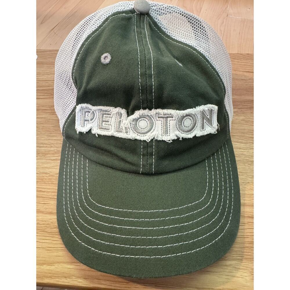 Peloton Olive Green Distressed Trucker Hat